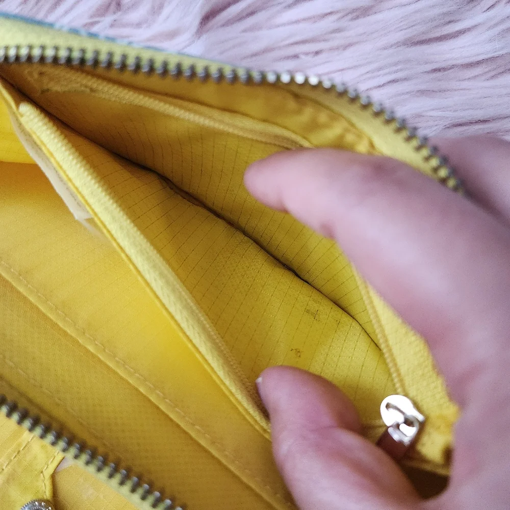 Jana Lam Hawaii wallet bird of paradise coated denim